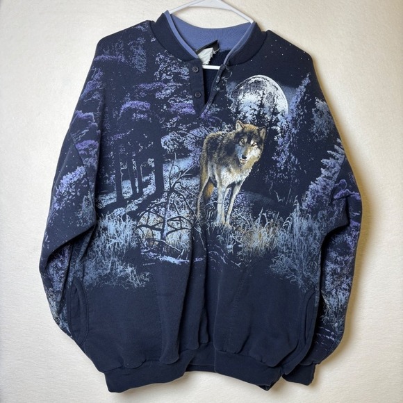 Art Unlimited Sportswear Other - Art Unlimited Men's Vintage Wolf Graphic Pullover Sweatshirt M/L 90s